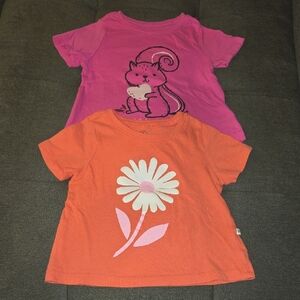 GAP Pink Squirrel and Orange Daisy Kids Tees
